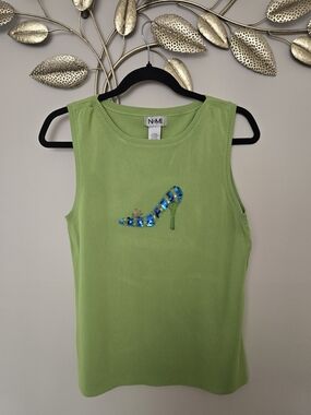 NoMi Lime Green Sleeveless Sequin Heel Tank Size L Rayon